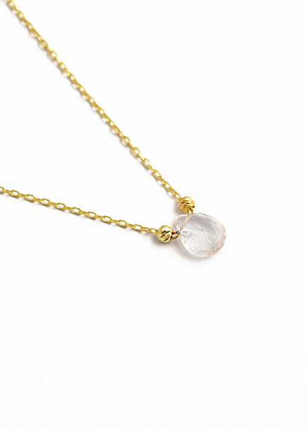 Pembe Kuvars Ekim Doğum Taşı 925 Ayar Gümüş Üzeri 18 Ayar Altın Kaplama Kadın Kolye