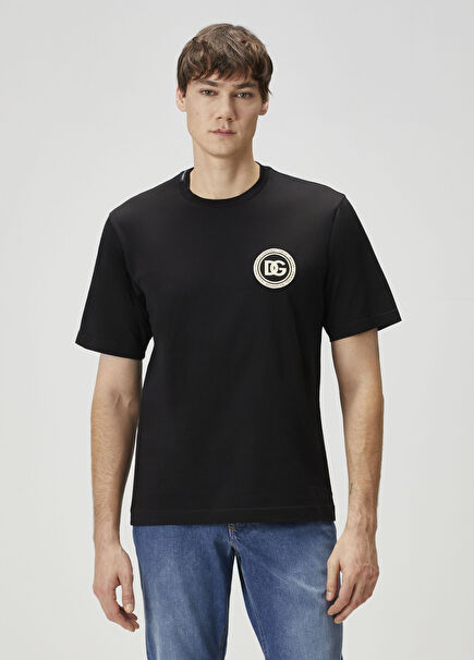 Siyah Logo Patchli T-shirt