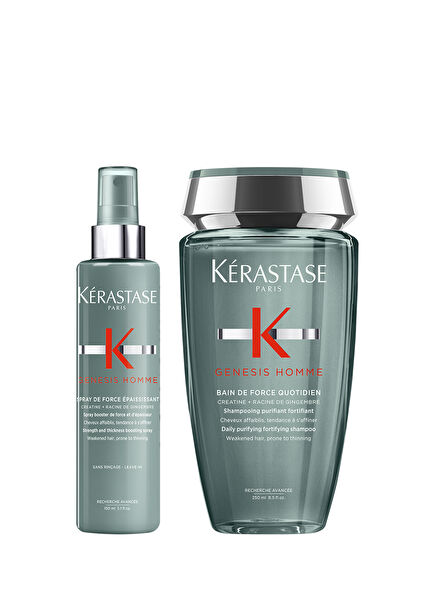 Genesis Homme Erkekler İçin Dökülme Karşıtı Şampuan 250 ml + Şekillendirici Sprey 150 ml 2'li Saç Bakım Seti
