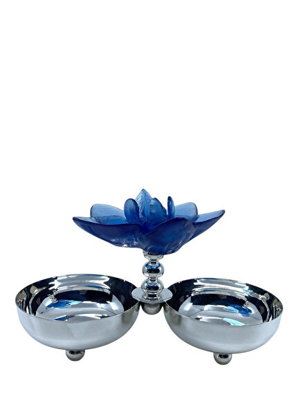 Mavi Orkide Gümüş Kaplama 2li Çerezlik