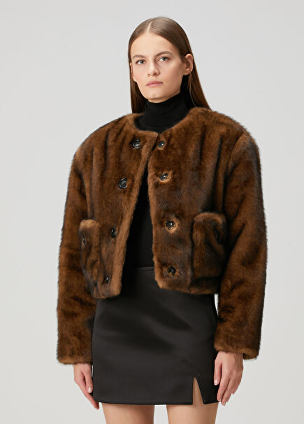 Teddy Kahverengi Crop Ceket