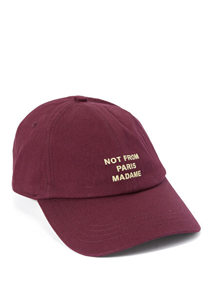 Bordo Slogan Nakışlı Erkek Şapka