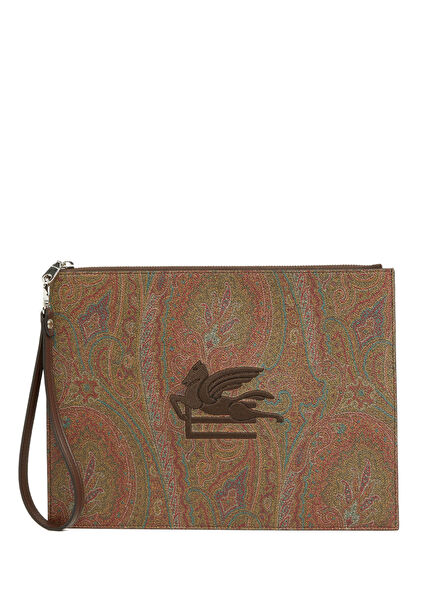 Brown Ethnic Patterned Men's Hand Portfolio
