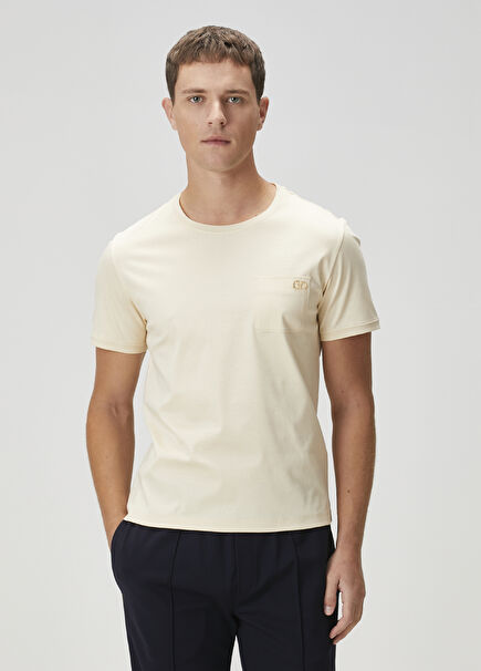 Beige Logo Detailed T-Shirt