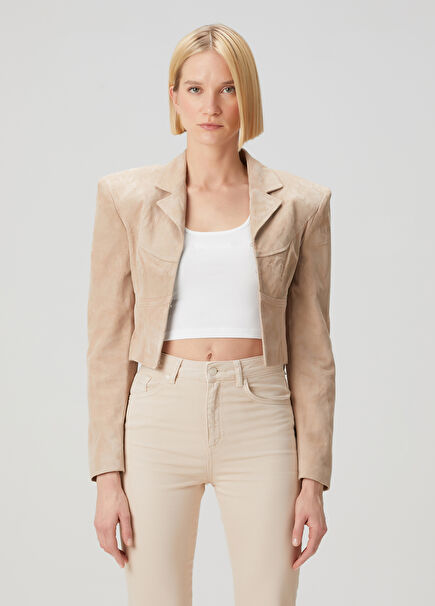 Nude Crop Suede Jacket