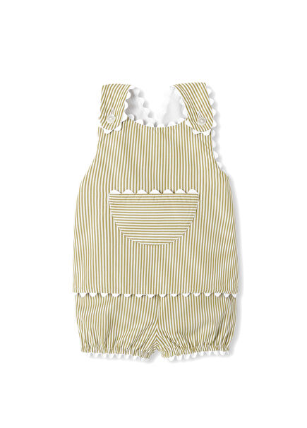 Beige Striped Cotton Blouse Shorts Baby Girl Set of 2