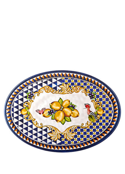 Capri Mavi Melamin Oval Tepsi