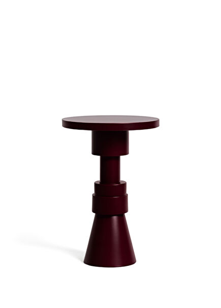 Chess Stand Burgundy Metal Side Table