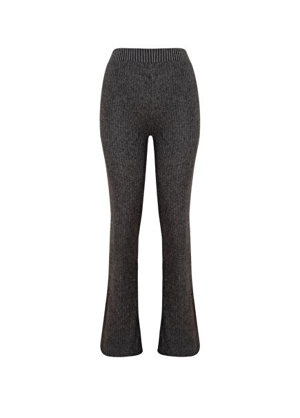 Grey Rib Knit Women's Flare Pants