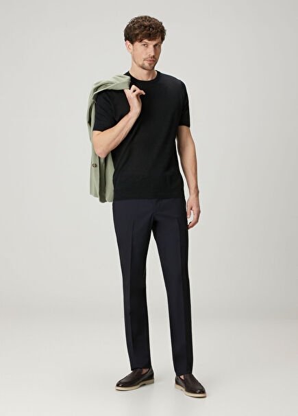 Navy Blue Wool Pants