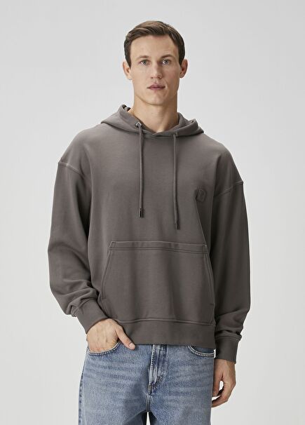 Gri Kapüşonlu Sweatshirt