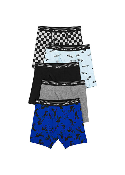 Renkli Desenli Erkek Çocuk 5'li Boxer Seti