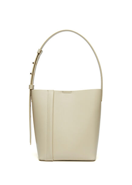 Cream Leather Plissé Medium Tote Women's Shoulder Bag