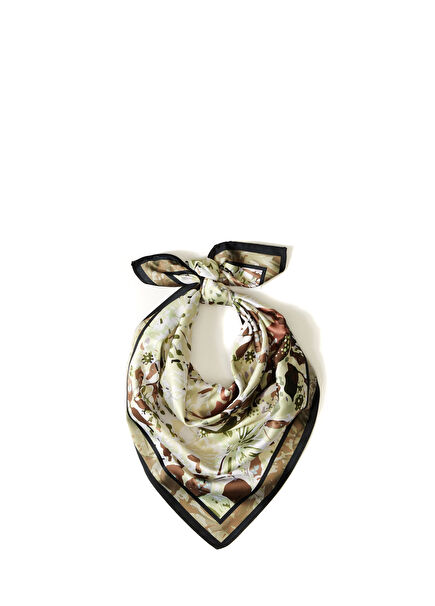Multicolored Patterned Satin Scarf