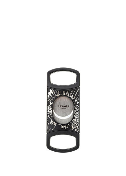 Double Cutter Siyah 60Ring V-Kesim-Düz Kesim Sehpalı Puro Makası 