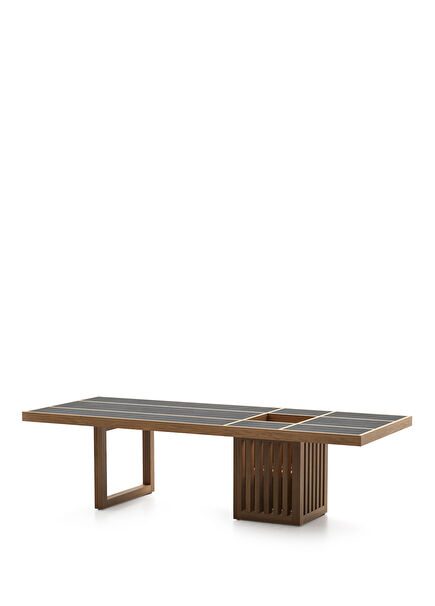 Equador Antrasit Naturel Teak Ağacı Bahçe Orta Sehpa