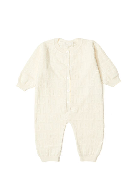 White Jacquard Baby Boy Romper