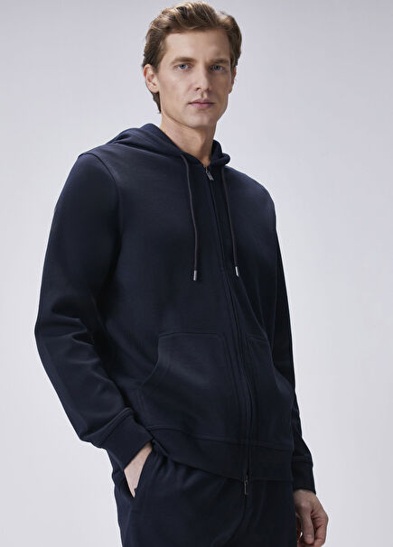 Navy Blue Hooded Sweatshirt