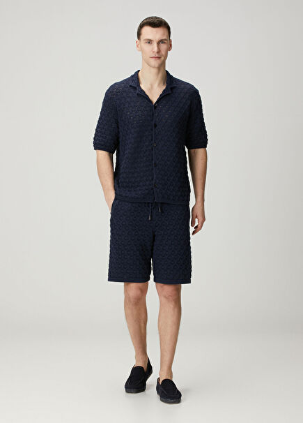 Max Navy Blue Waistband Sweater Shorts