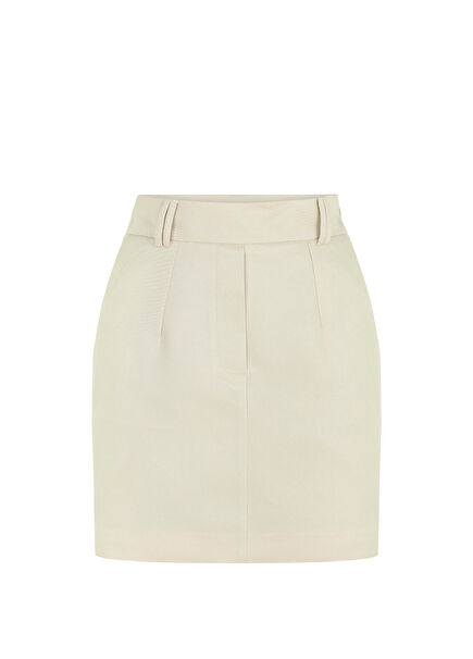 Dakota Beige Yüksek Bel Kadın Mini Etek