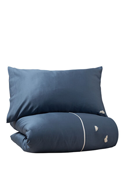 Moln Navy Blue Cotton Satin Kids Duvet Cover Set 100x140 cm