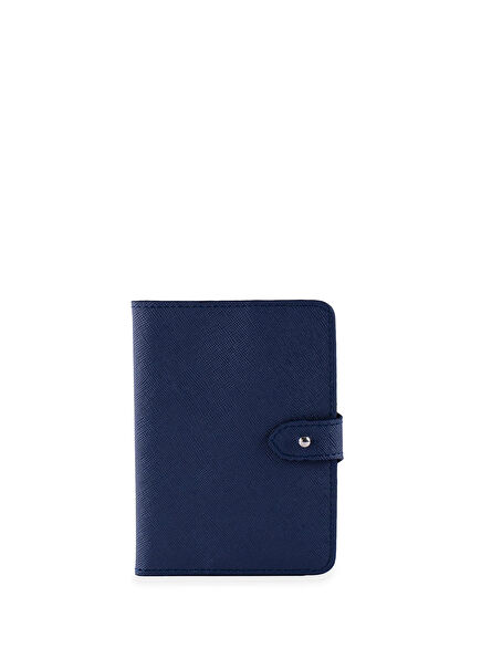 Navy Blue Leather Unisex Passport Case