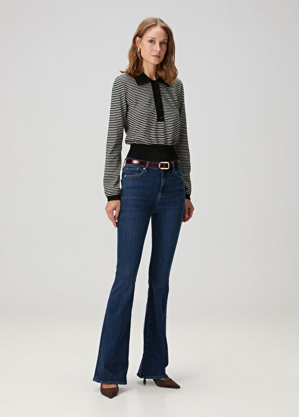 Le High Flare Mavi Jean Pantolon