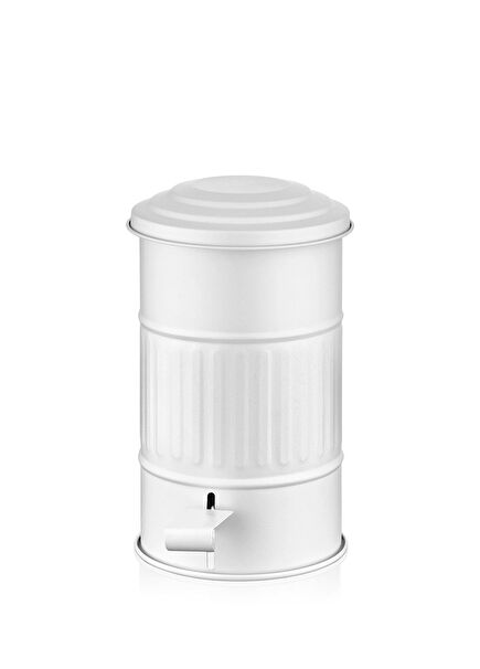 White Galvanized Bathroom Trash Bin 5 L