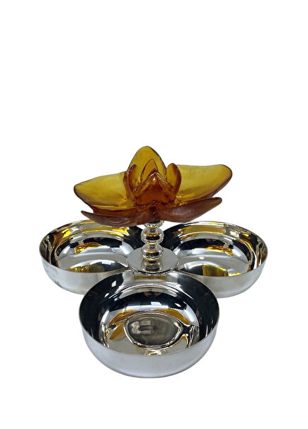 Amber Orkide Detaylı Gümüş Kaplama Çerezlik