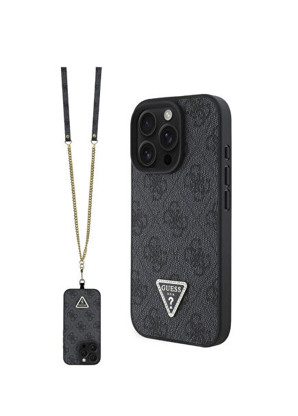 Strass 4G Desenli Vücut Askılı iPhone 16 Pro Uyumlu Telefon Kılıfı