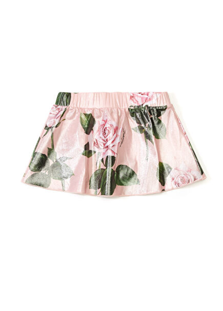 Pink Rose Printed Girls' Skirt