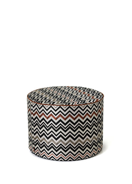 Belfast Turuncu Bej Zikzak Desenli Puf