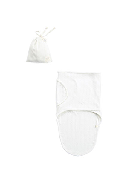 Ecru Organic Cotton Pointel Newborn Swaddled Sleeping Bag