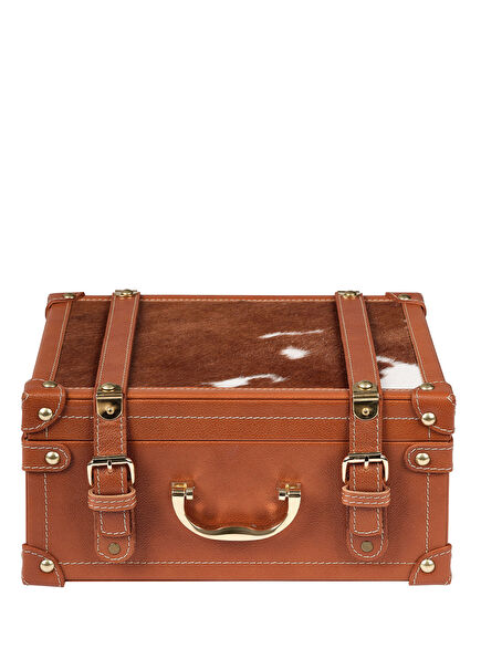 Taba Deri Ahşap Post Dekoratif Saat Kutusu