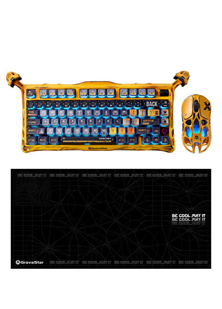 K1 Pro Battle-Worn Yellow Mechanical Gaming Keyboard X Wireless Optical Mouse and Mousepad Gaming Set