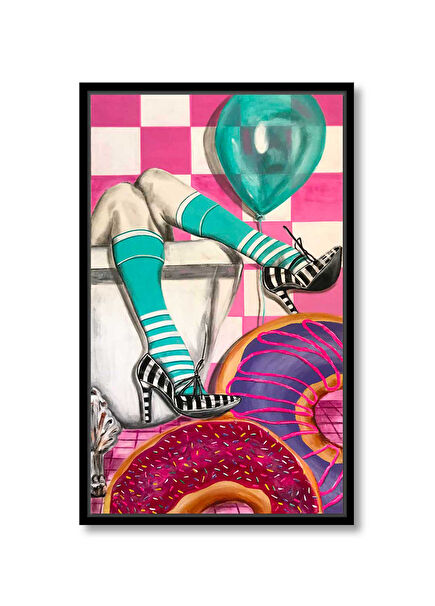 Party By Esra Meral Floating Framed Painting