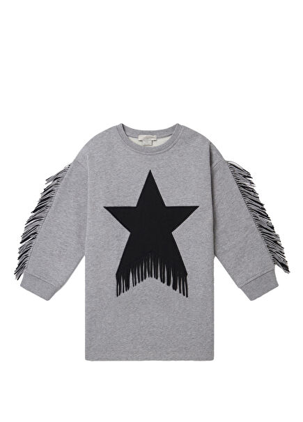 Grey Tassel Detailed Girls Dress