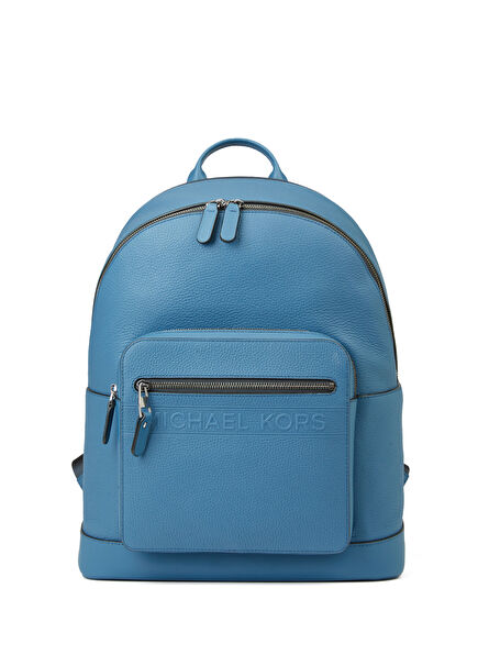 Blue Mens Leather Backpack