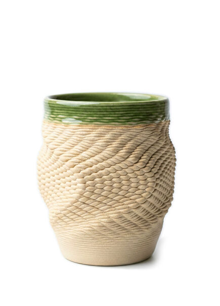 Puncta Krem Rengi Yeşil Seramik Bardak