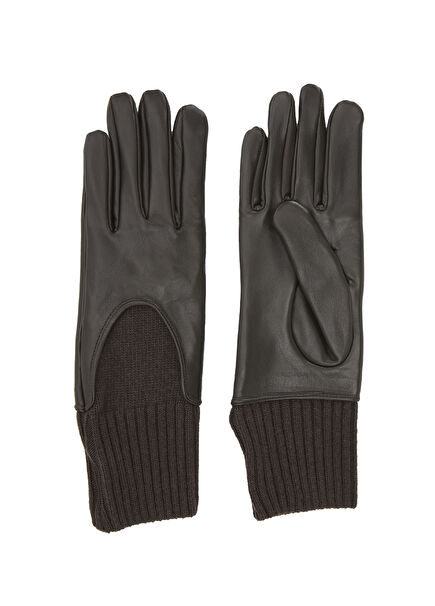 Koyu Kahverengi Kadın Deri Eldiven