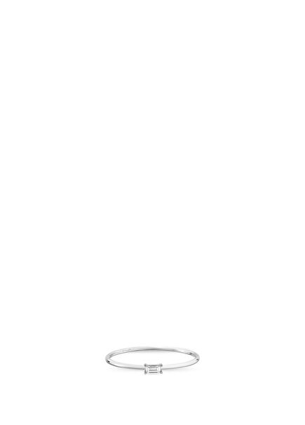 Solid Baguette Diamond Encrusted 14 Karat White Women's Gold Ring