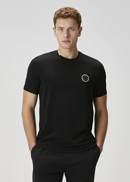 Siyah Logo Nakışlı T-shirt