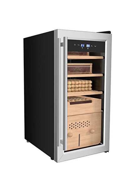 Cedro Electronic Humidor Black Cigar Cabinet with 315 Cigar Capacity