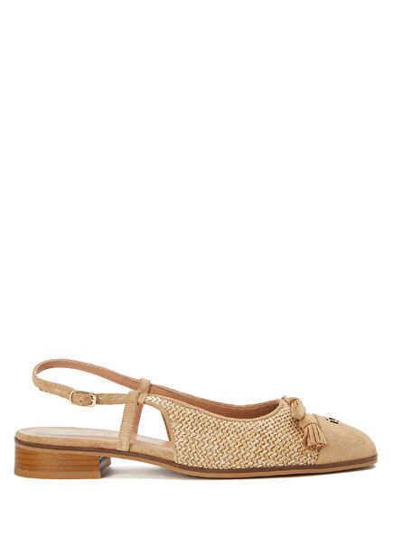 Nude Straw Ballet Flats