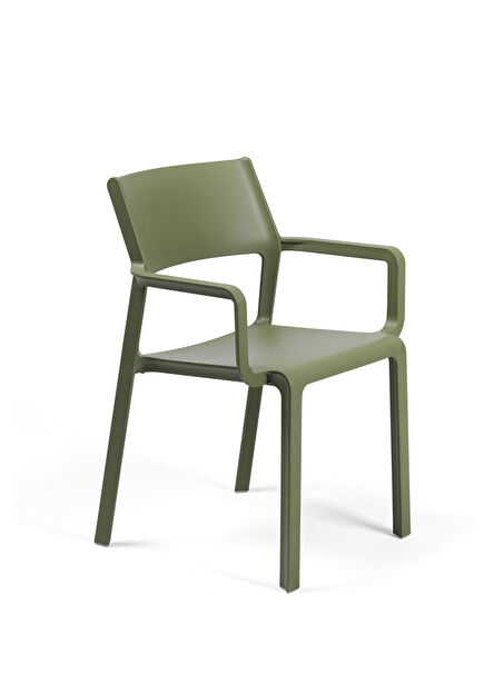 Trill Agave Fiberglass Stackable Arm Chair