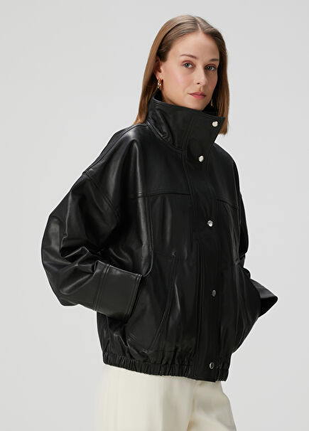 Black Bomber Leather Jacket