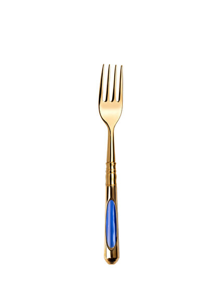 Ceres of Gold Stainless Steel Blue Dessert Fork