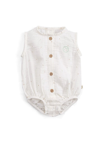 Ekru Organik Pamuk Müslin Kolsuz Kız Bebek Zıbın