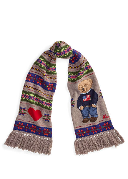 Çok Renkli Jakarlı Kadın Yün Atkı