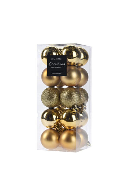 Gold Color 20 Pieces Christmas Ball Set